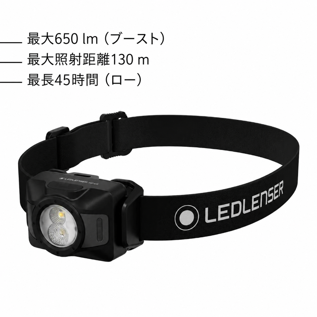 HF4R 最大650ルーメン 最大照射距離130m 最長45時間