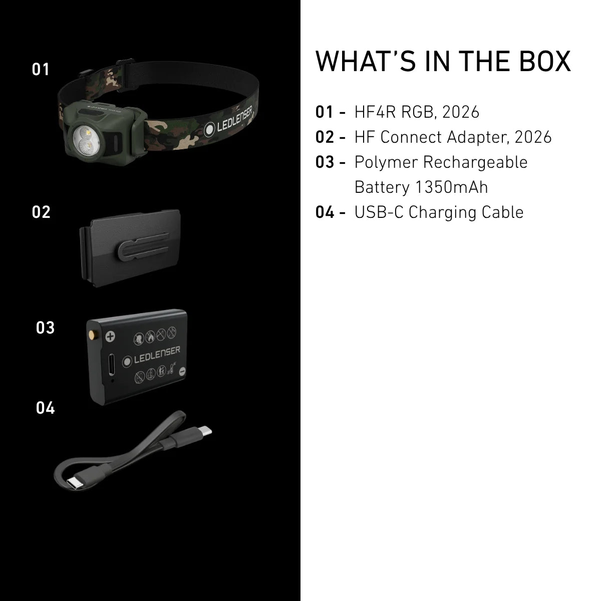 HF4R RGB CAMO | New 2026|洗練の二代目HF 取り外しできる充電池式 / 乾電池も使用OK 超軽量92g IP67 完全防水 【9月中旬 発売開始】