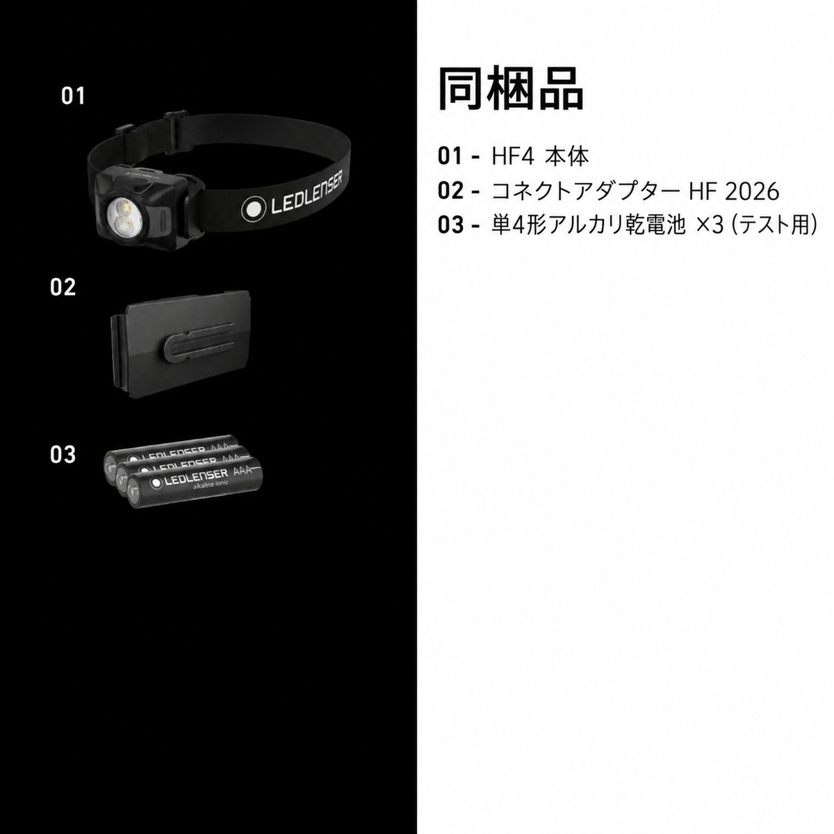 HF4 同梱品 本体 コネクトアダプター 単4形乾電池3本
