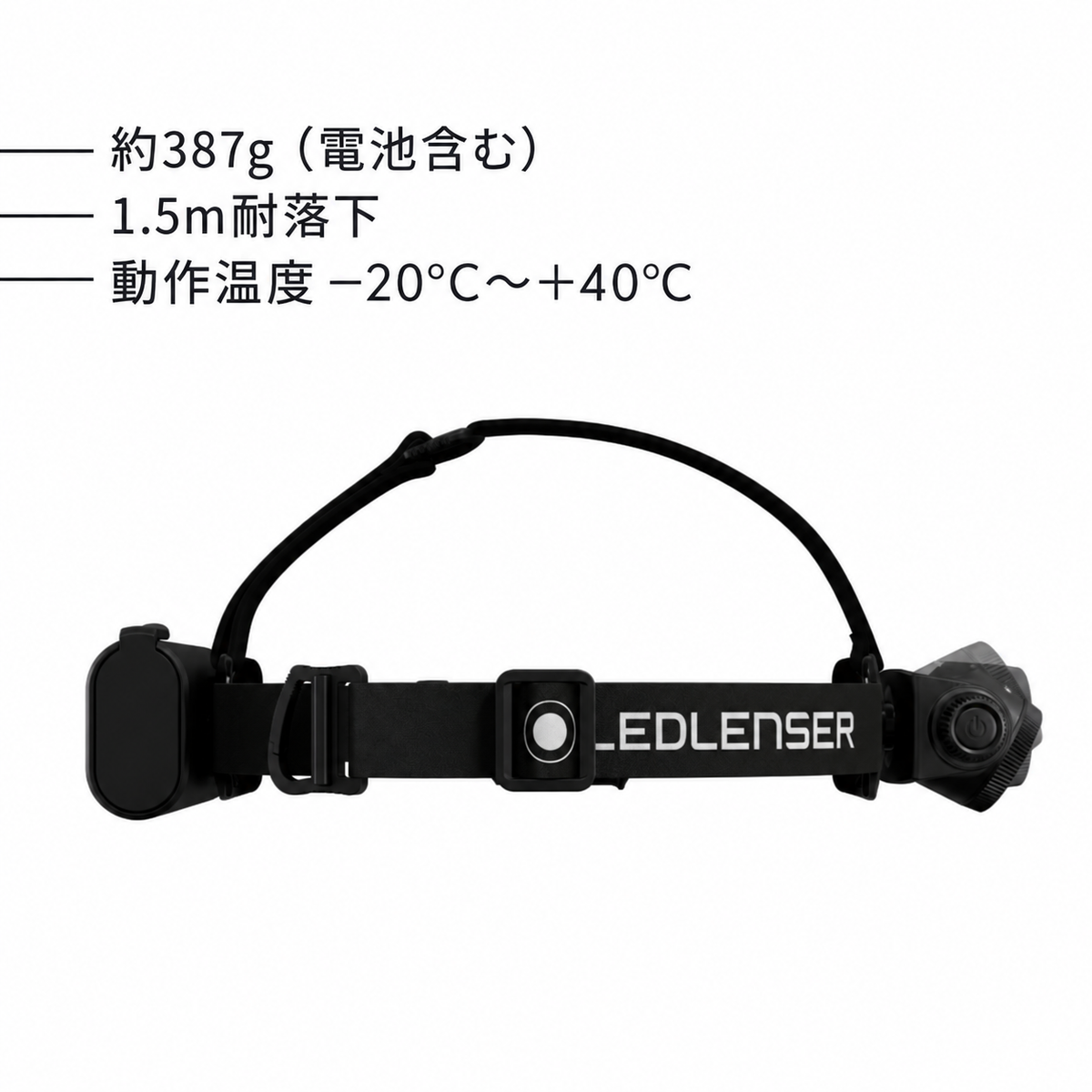 約387g(電池含む) 1.5m耐落下 動作温度 −20°C~+40°C