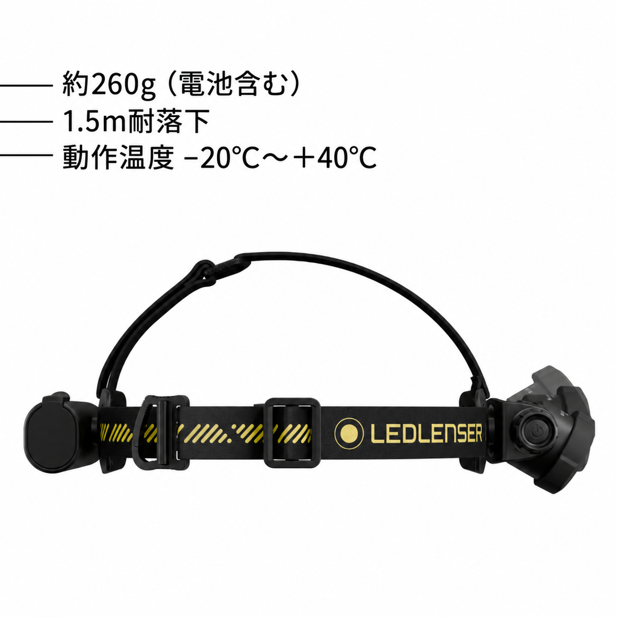 約260g(電池含む) 1.5m耐落下 動作温度 −20°C~+40°C