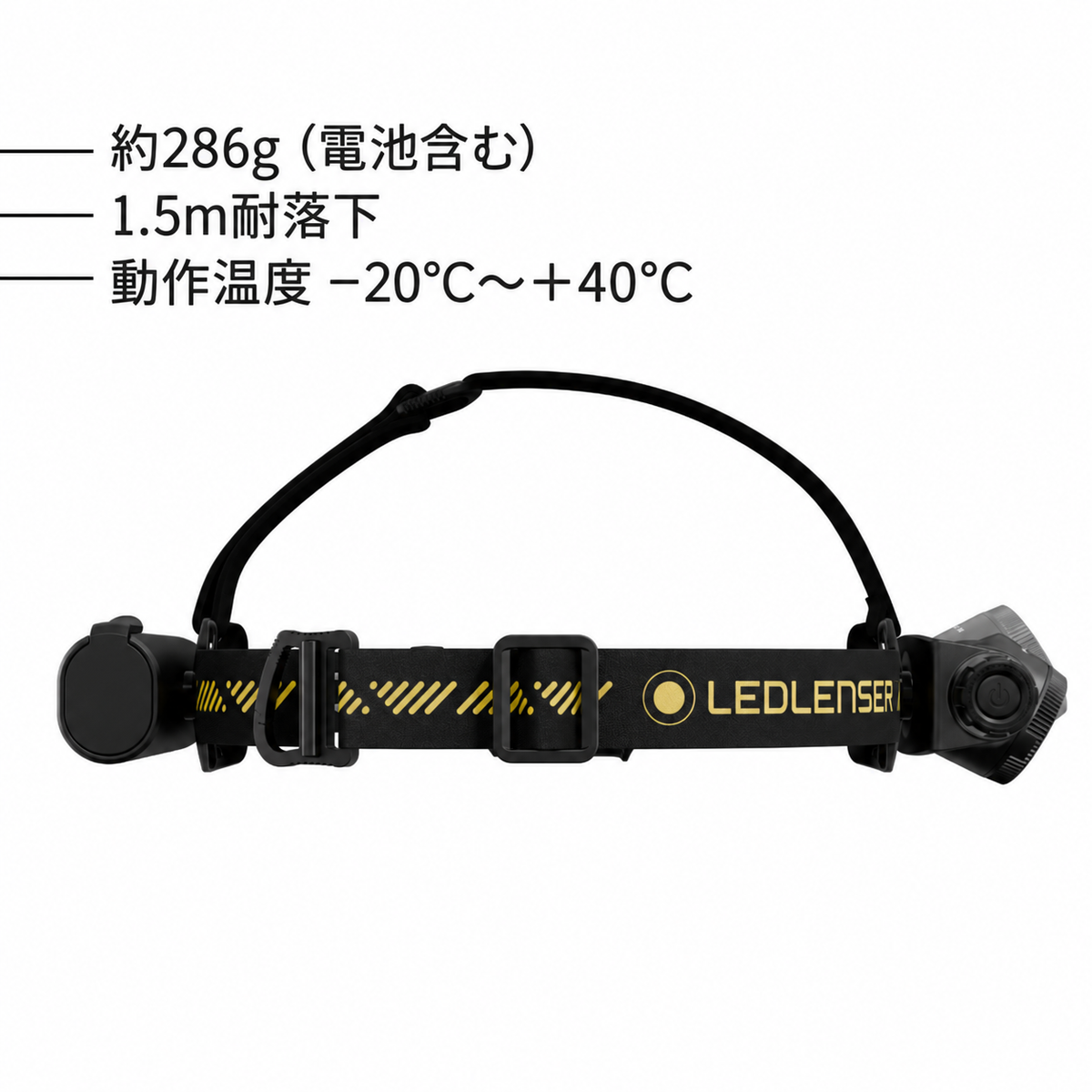 約286g(電池含む) 1.5m耐落下 動作温度 −20°C~+40°C