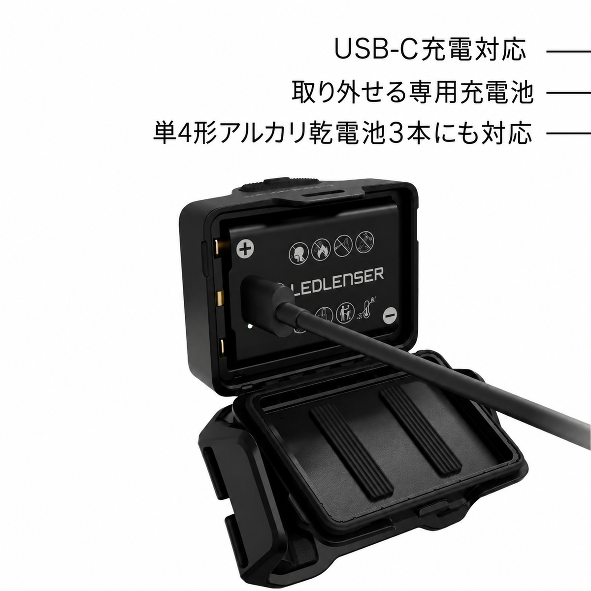 HF4R USB-C充電 取り外せる専用充電池 単4形乾電池にも対応