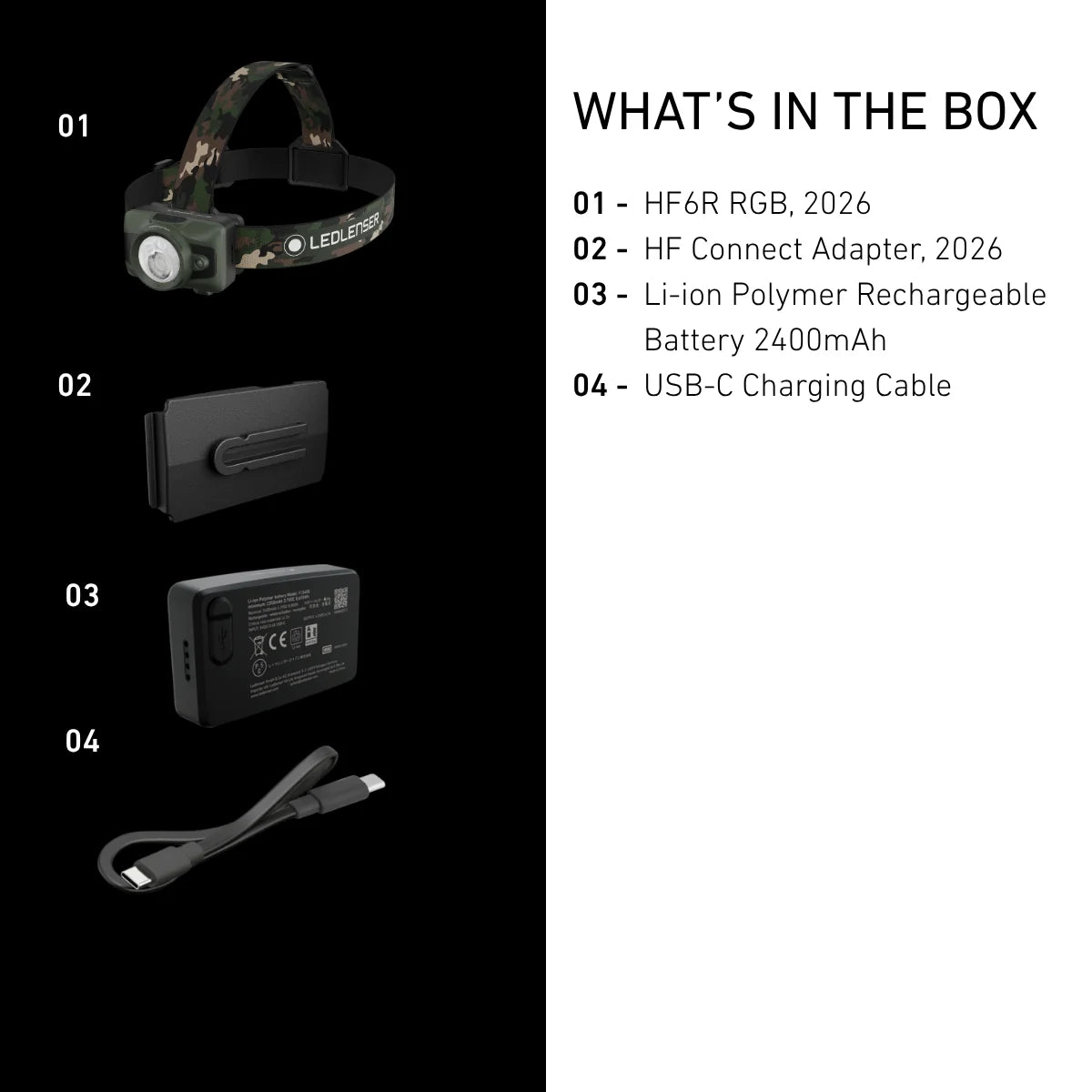 HF6R RGB CAMO | New 2026｜洗練の二代目HF 大幅進化したALB＝自動配光機能を搭載 軽量130g IP67 完全防水 【9月中旬 発売開始】