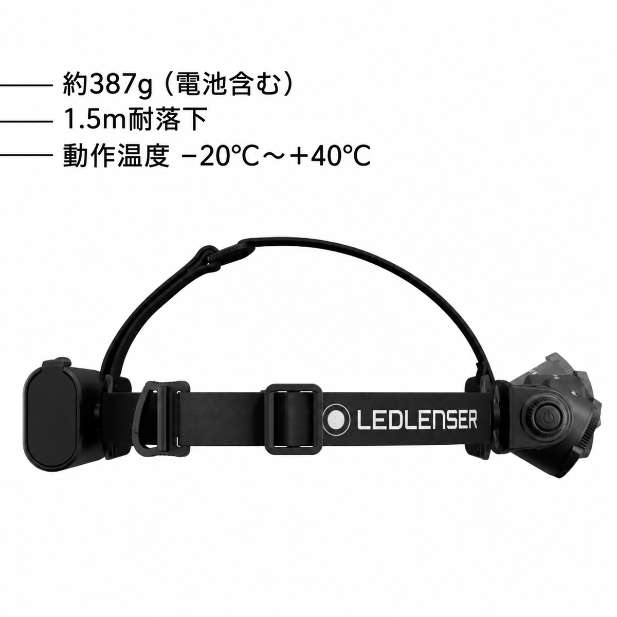 約387g（電池含む） 1.5m耐落下 動作温度 −20°C～＋40°C