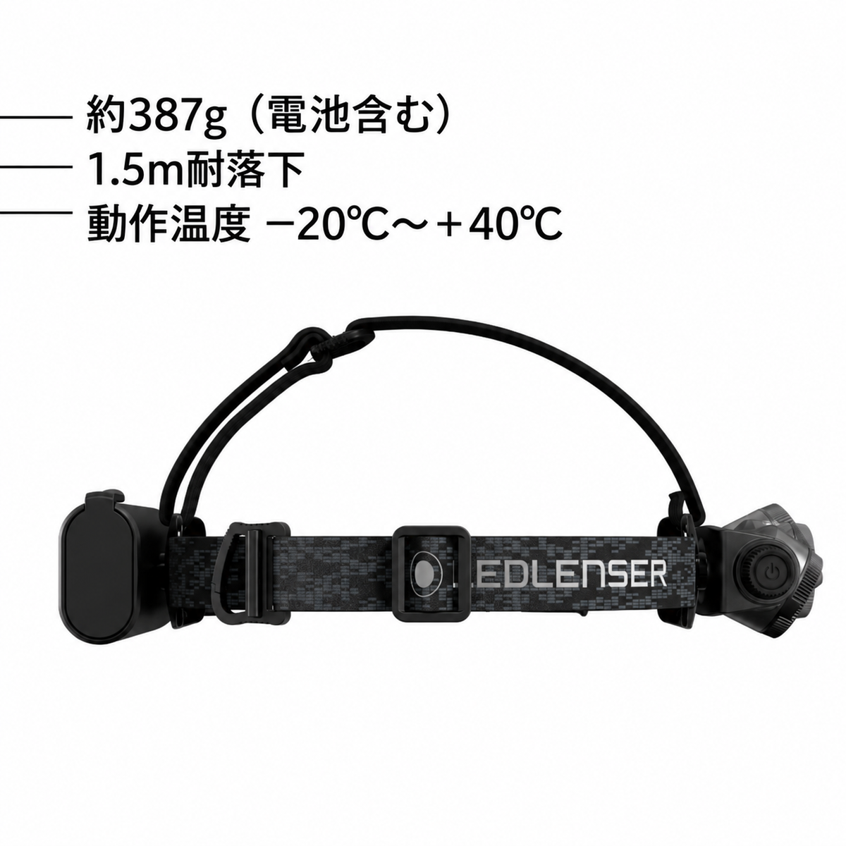 約387g（電池含む） 1.5m耐落下 動作温度 −20°C～＋40°C
