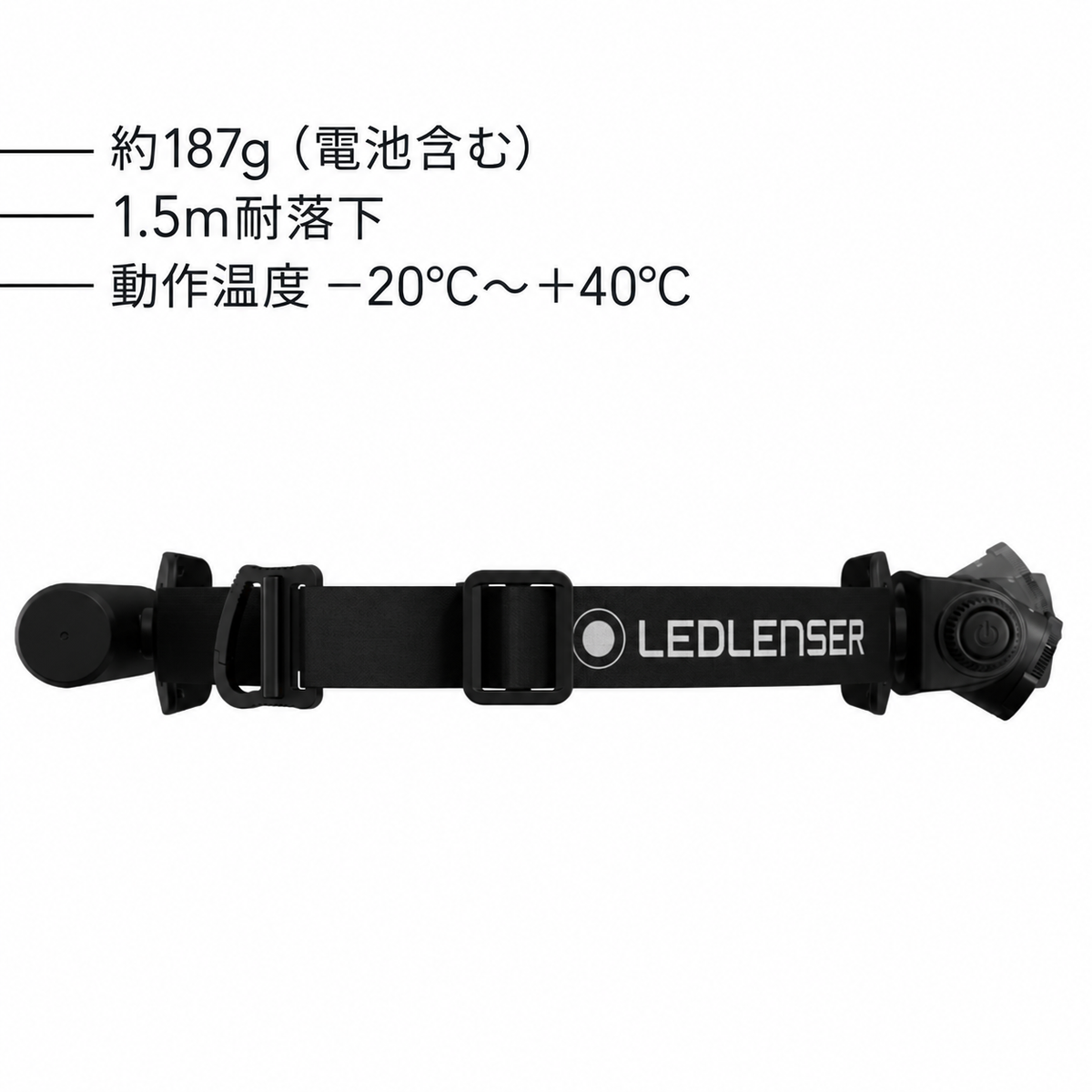 約187g（電池含む） 1.5m耐落下 動作温度 −20°C～＋40°C