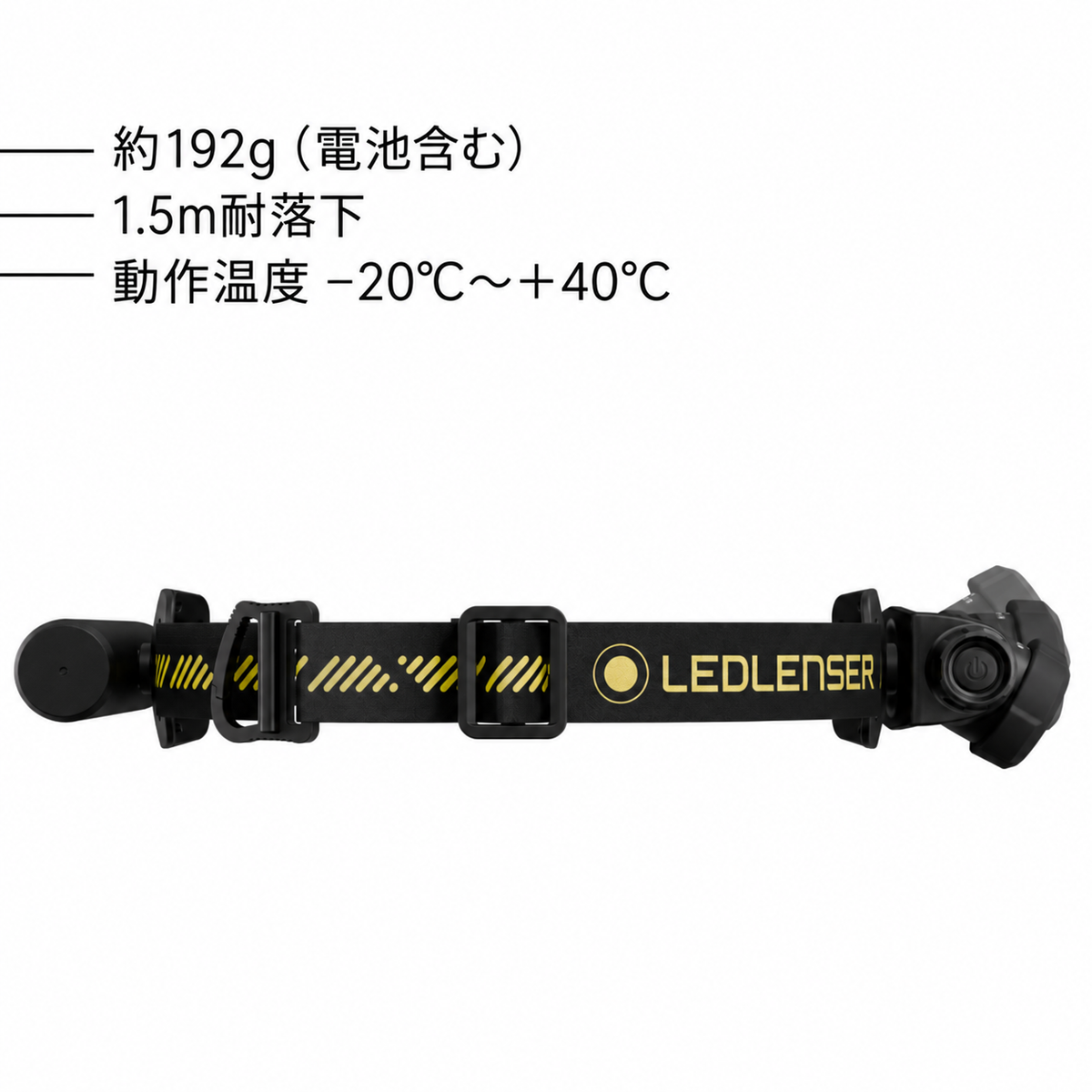 約192g（電池含む） 1.5m耐落下 動作温度 −20°C～＋40°C