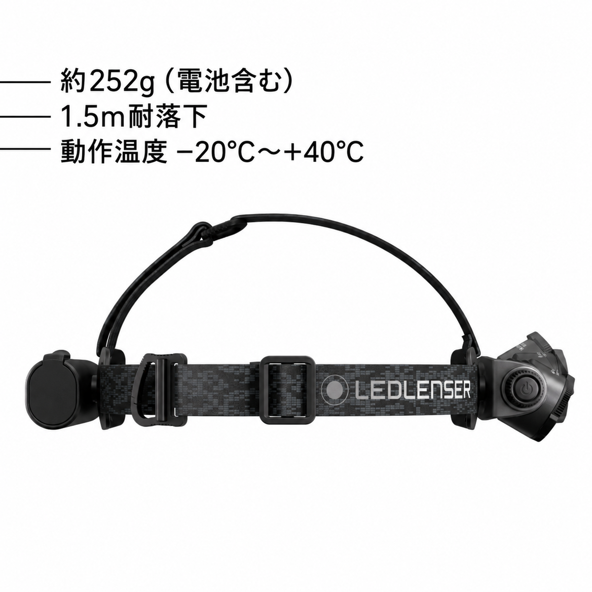 約252g（電池含む） 1.5m耐落下 動作温度 −20°C～＋40°C