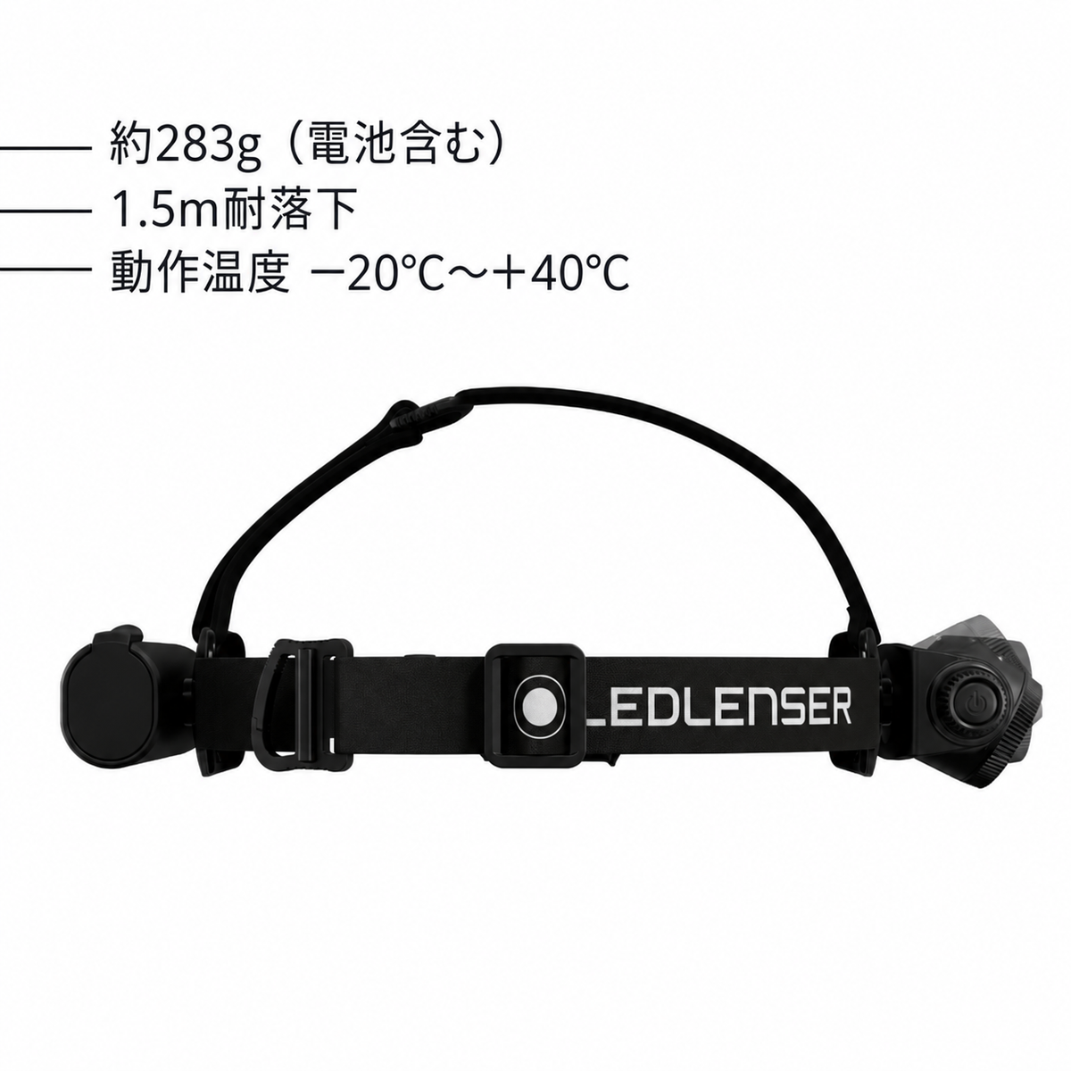 約283g（電池含む） 1.5m耐落下 動作温度 −20°C～＋40°C