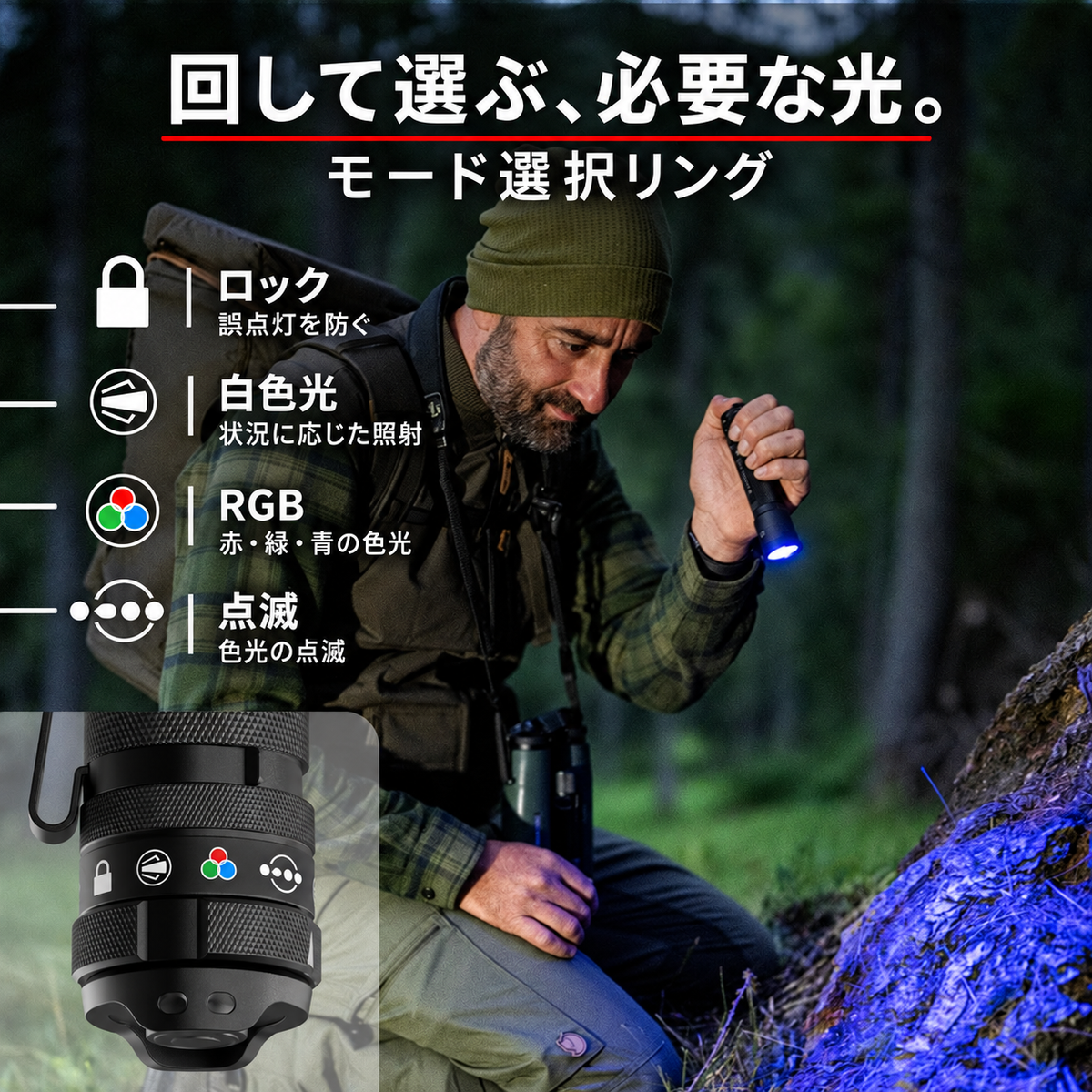 TAC7R｜RGB搭載・最大3,200lm・USB-C充電 タクティカルライト